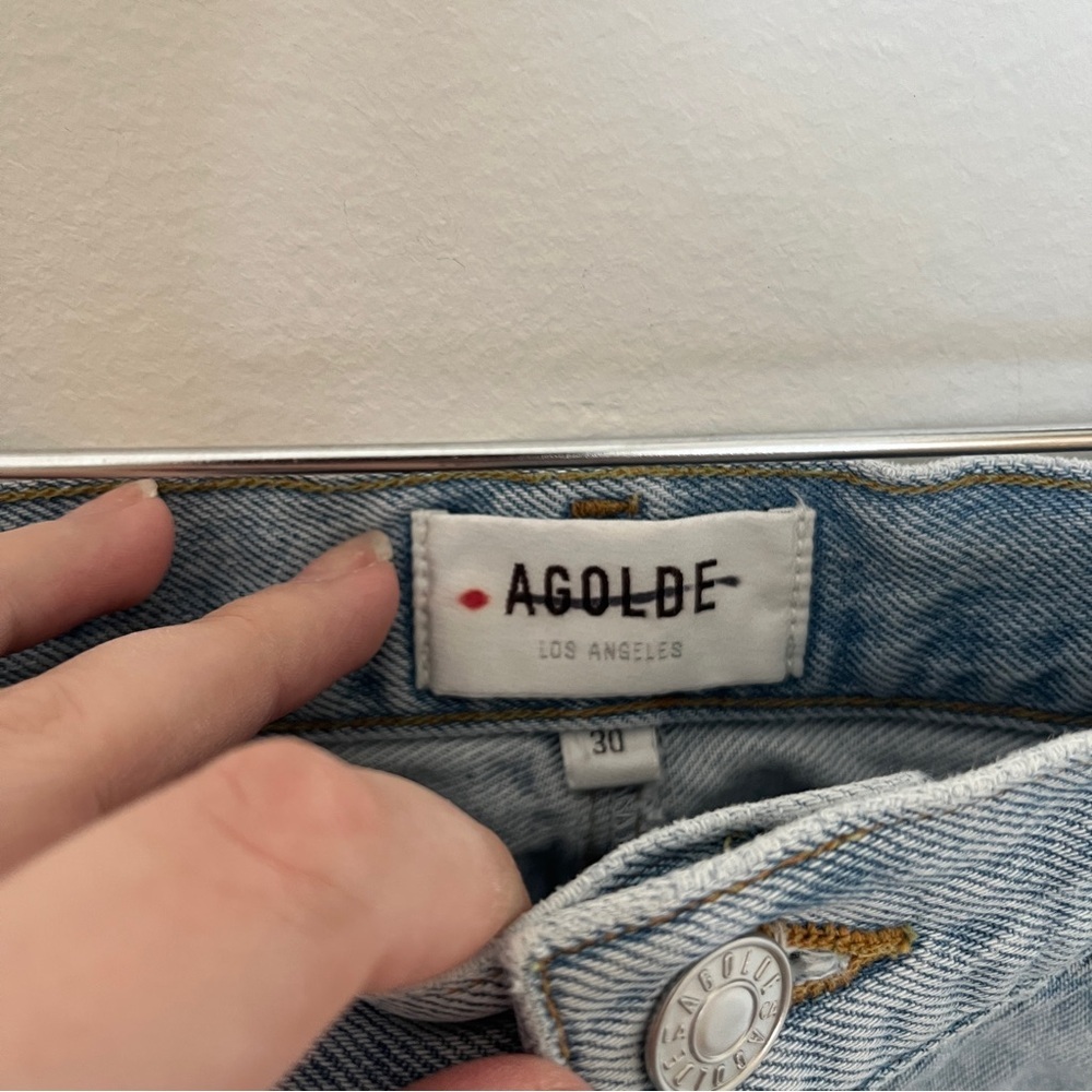 Agolde Denim Hilla Skirt In Light Blue Size 30 - Picture 4 of 6